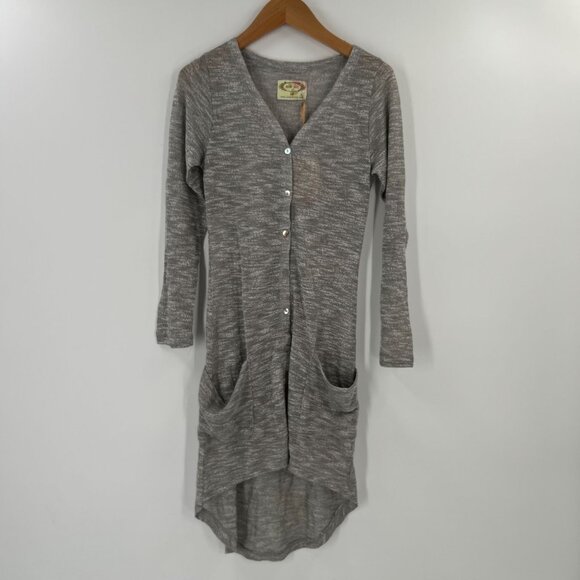 Joyfolie Mia Joy Girls 10 Jules Maxi Cardigan Longline Duster Gray Button Down - Picture 1 of 10
